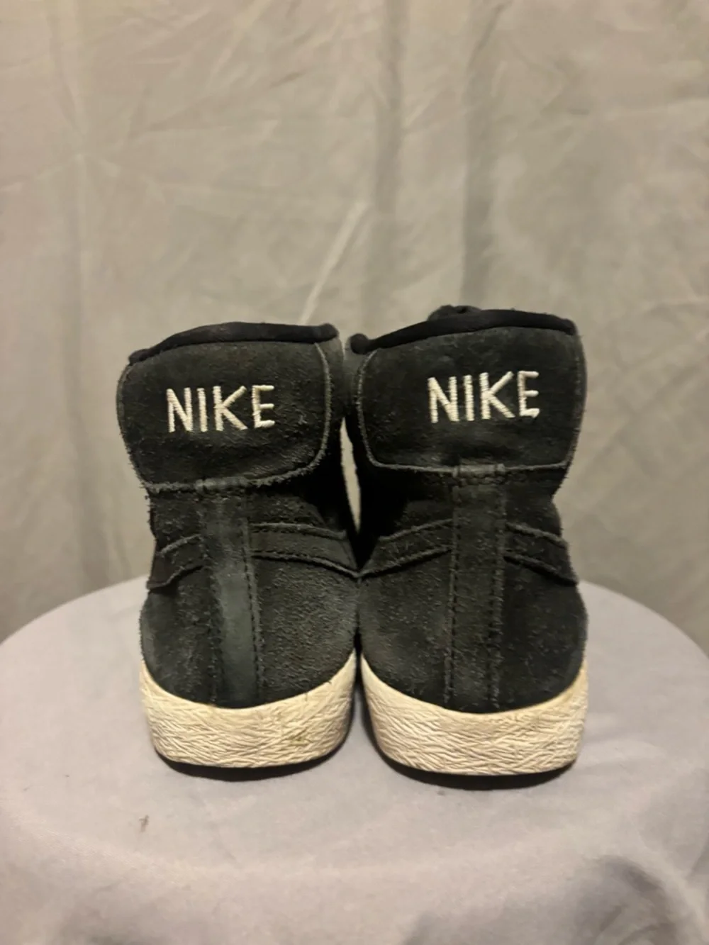 Nike Black Suede High-Top Sneakers with White Sole - Picture 3 of 7
